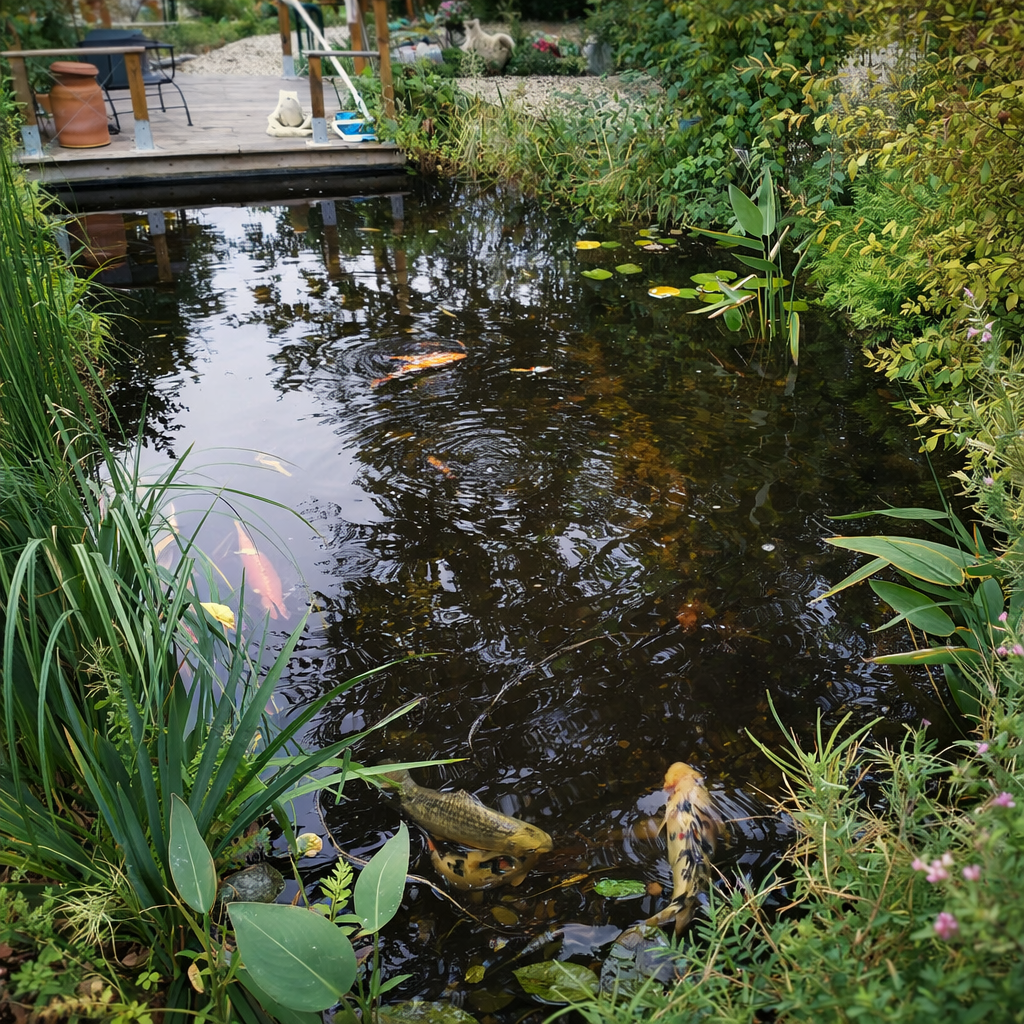 Bassin naturel avec poissons